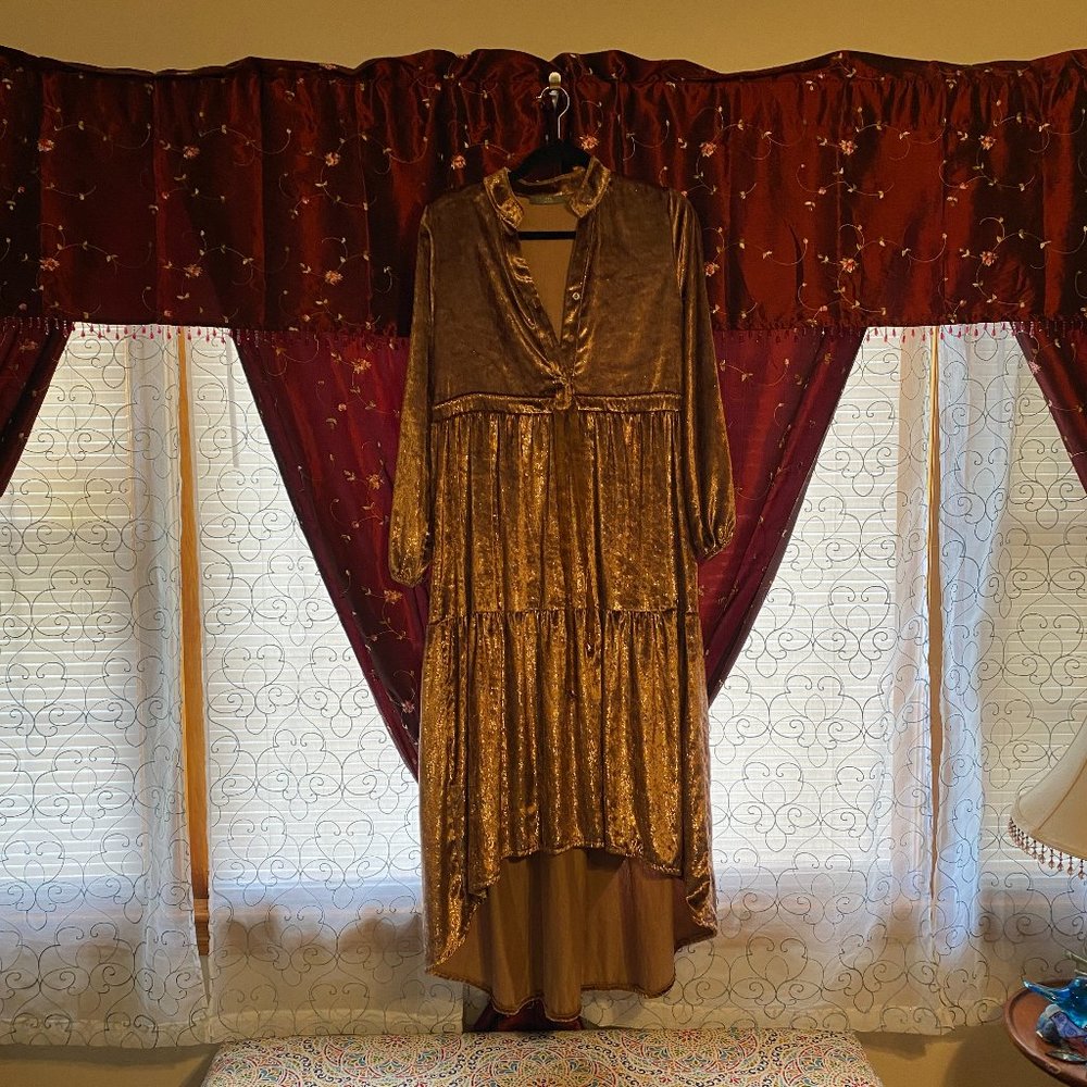 Brown, sparkly, velvet dress from Italy